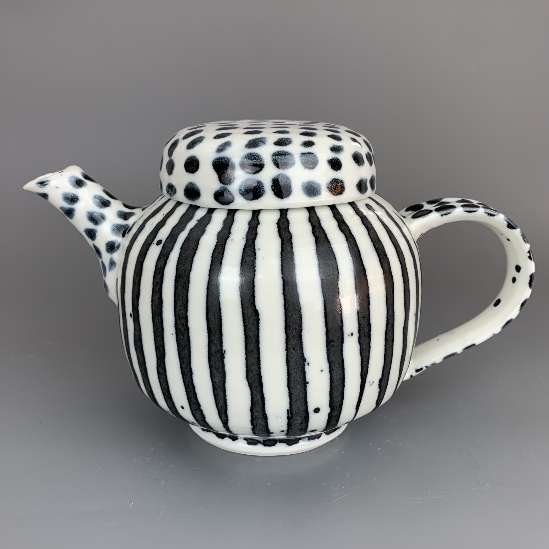 Black and White Stripe Teapot