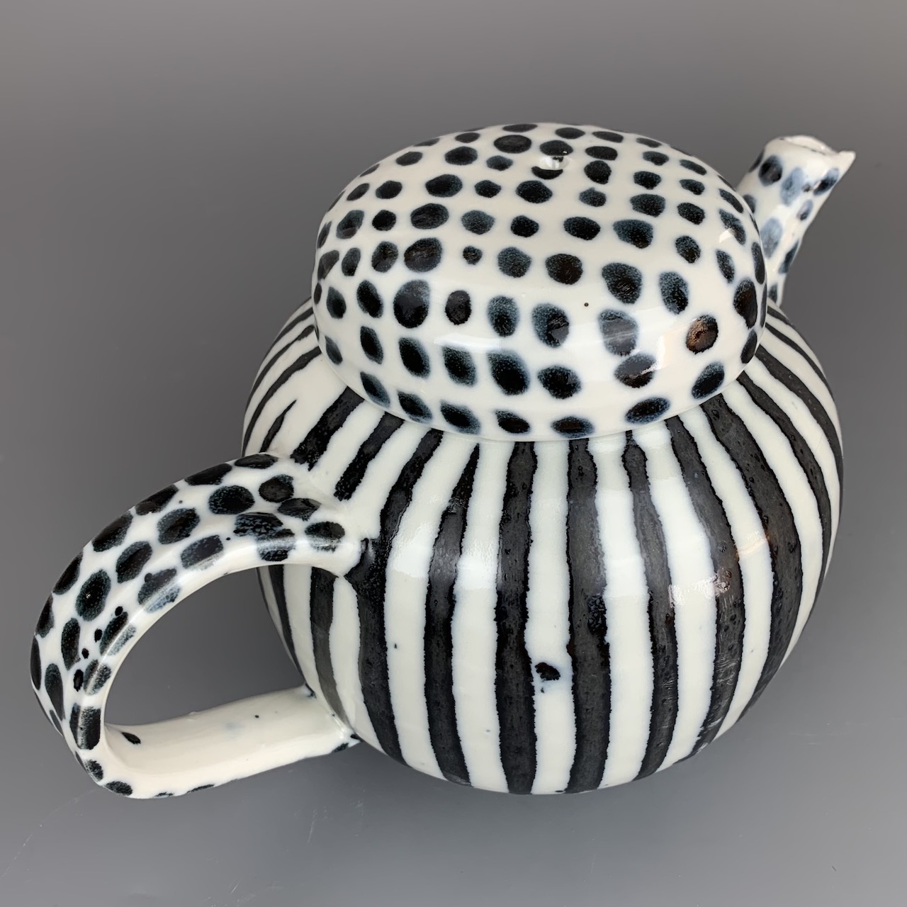 Black and White Stripe Teapot