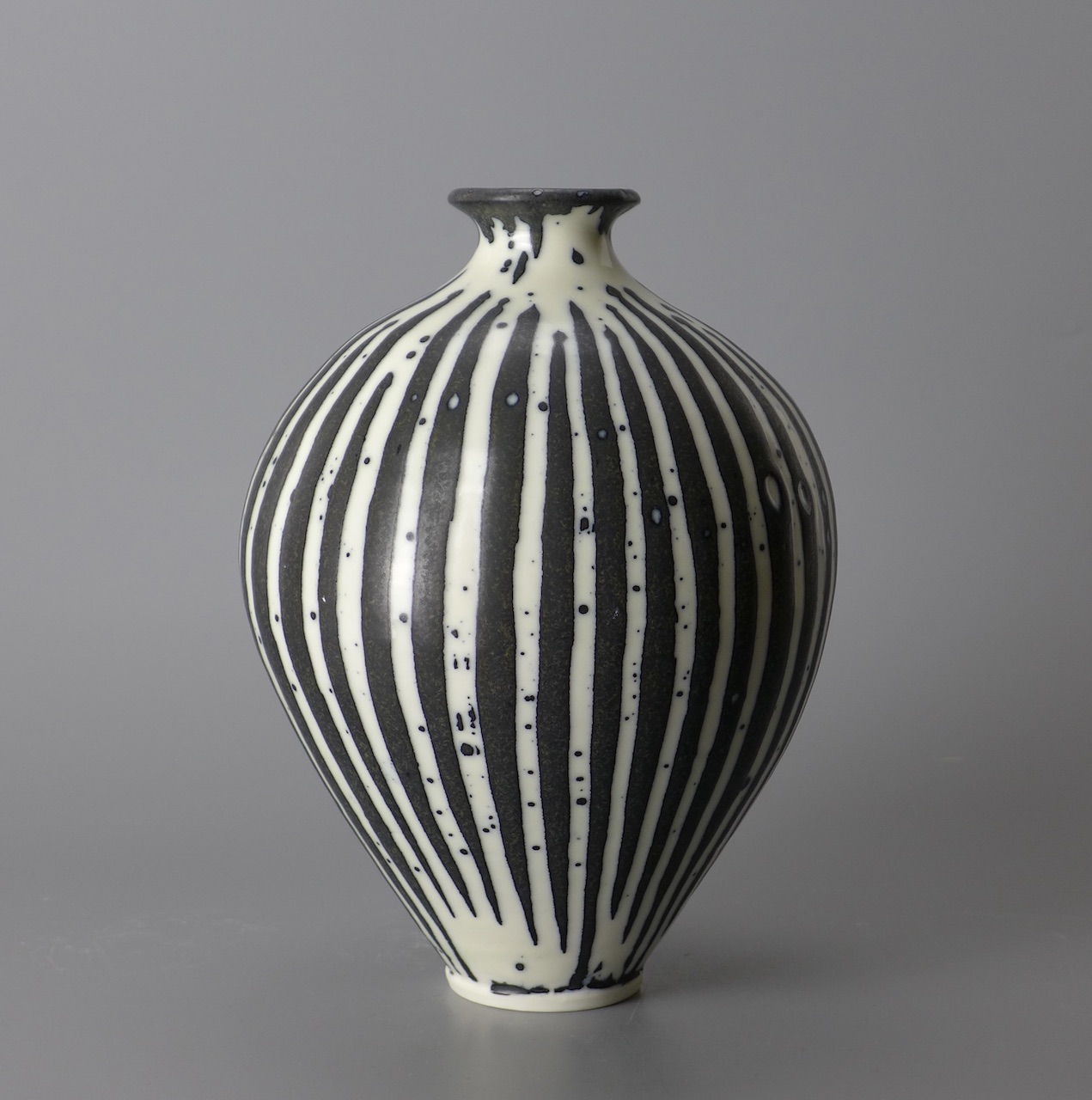 Black and White Stripe Large Vase