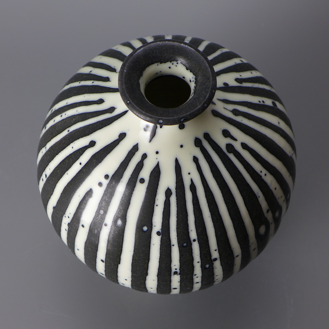 Black and White Stripe Large Vase