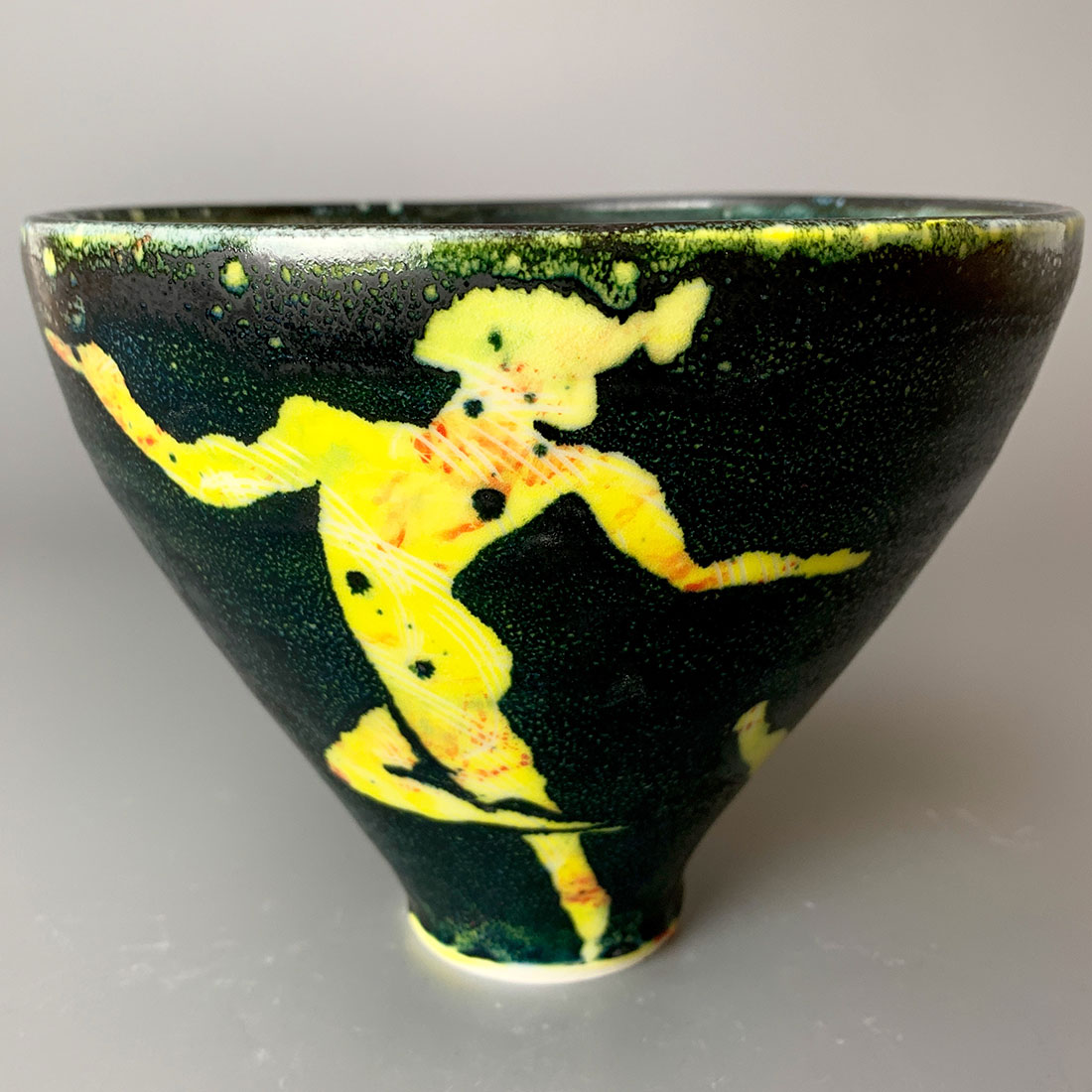 Figurative Flared Bowl in Yellow