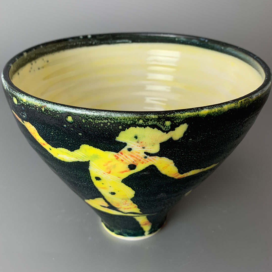 Figurative Flared Bowl in Yellow