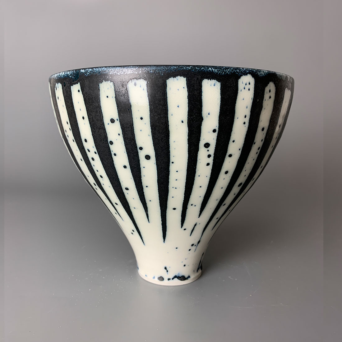 Black and White Stripe Flared Bowl