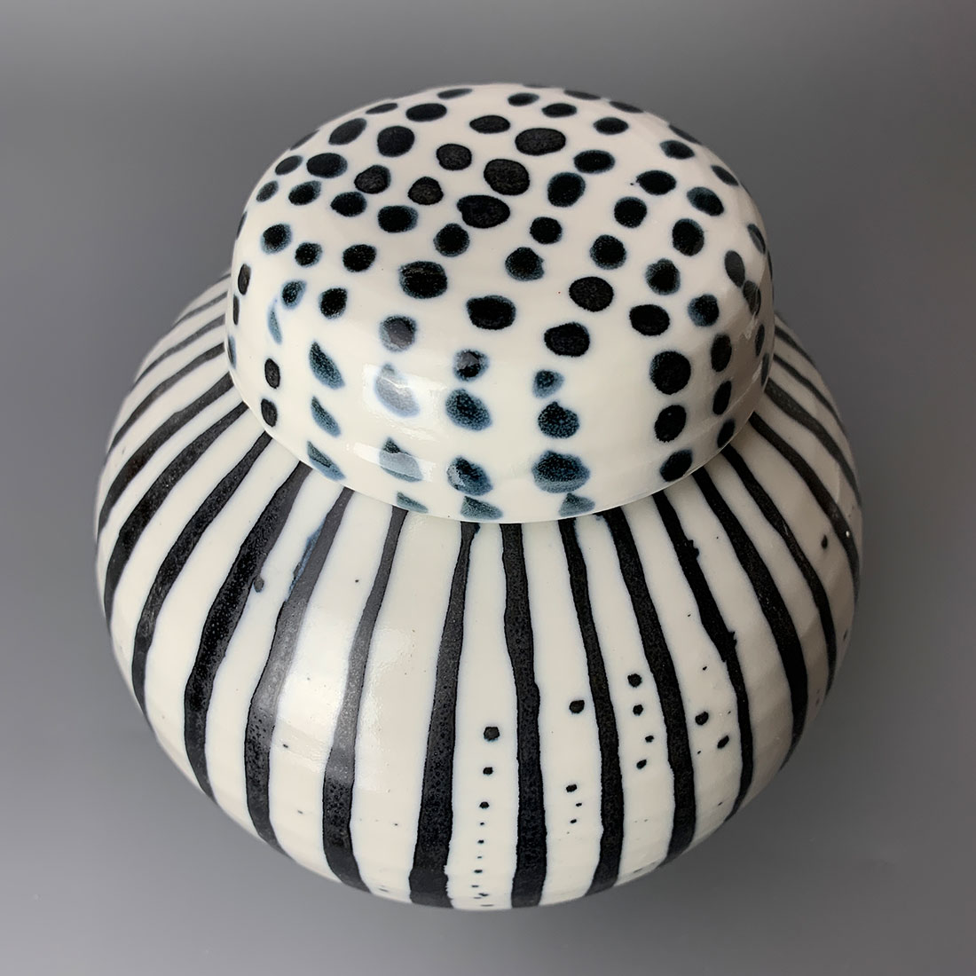 Ormerod Black and White Stripe Porcelain Ginger Jar