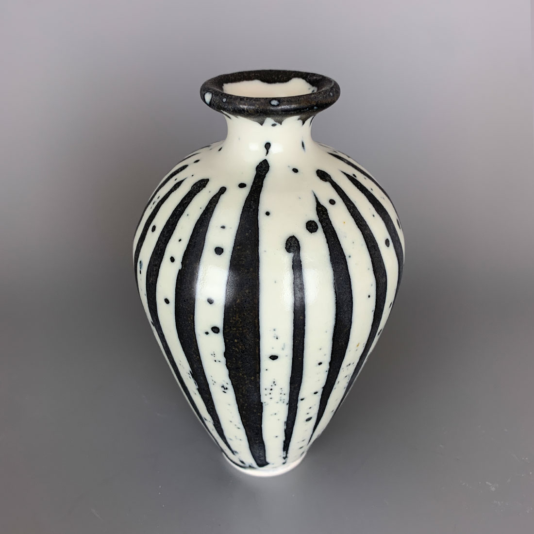 Black and White Stripe Small Vase
