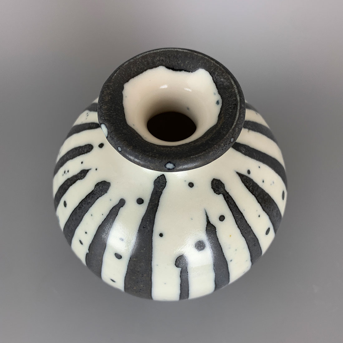 Black and White Stripe Small Vase