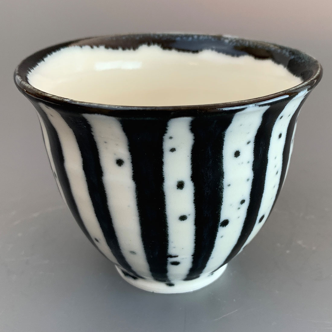 Black and White Stripe Tea Bowl