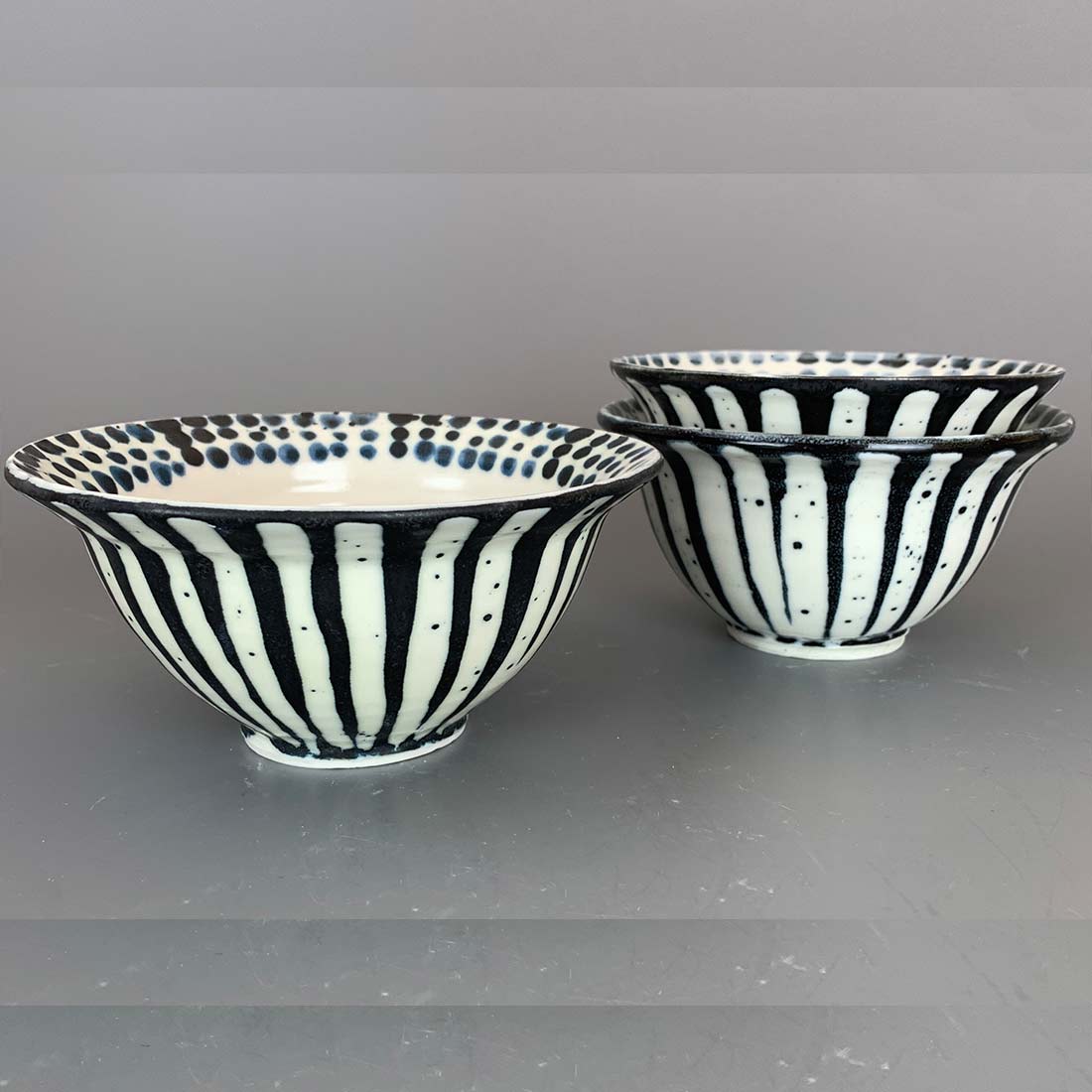 Black and White Stripe Cereal Bowl
