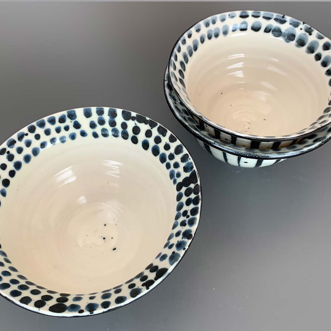Black and White Stripe Cereal Bowl